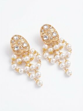 Gold Pearl Cascade Drop Earrings